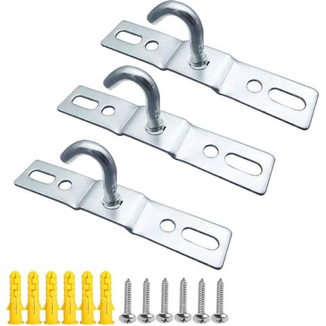 Lot de 3 crochets de plafond 95mm, platine luminaire, crochet lustre, vis de montage, fer galvanisé lourd, fixation suspendue pour lampes européennes IKEA, ventilateurs, panier floral, décoration (1/5)