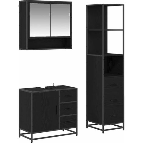 Maison Exclusive - Badezimmermöbel-Set 3 pcs Schwarz Eichen-Optik