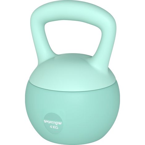 Kettlebell de 4 kg rempli de sable métallique avec poignée antidérapante pour l'entraînement à domicile, 19 x 15 x 25 cm, vert (1/5)