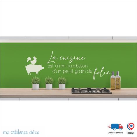 Crédence : La cuisine est un art 4 - Couleur Vert jaune - Alu composite - 60 - 120 (1/3)