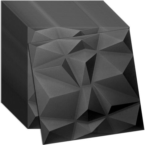 Panneau mural et plafond 3D noir en polystyrène 50x50 cm – revêtement décoratif moderne, lot de 32 pièces (8 m²)