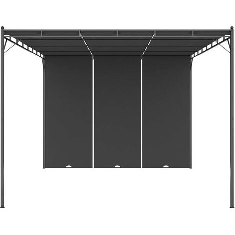Belvédère de jardin - FAFEICY - 47996 - 4×3×2,25 m - Anthracite - Avec rideau latéral (1/5)