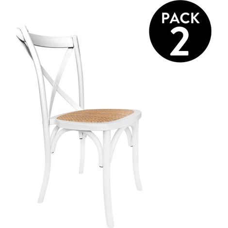 Pack 2 sillas de comedor Provenza Rattan - Blanco 48cm (ancho) x 89cm (alto) (1/5)