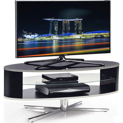MDA Designs Orbit 1100BB Gloss Black TV Stand with Gloss Black Elliptic Sides for Flat Screen TVs up to 55" (1/5)