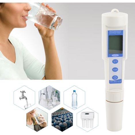 Misuratore d'acqua multifunzionale - Misurazione accurata di pH/EC/temperatura - Portatile a forma di penna - Per l'uso in acquari/piscine/laboratori - Intervallo 0-14 pH/0-19990 µS/cm/0-50°C - Displa (1/4)