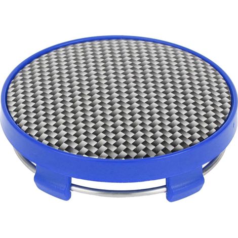 Cache-Moyeu De Roue De Voiture Universel Bleu Avec Motif En Fibre De Carbone De 60 Mm (2,36 Pouces) - Pack De 1  Plastique, Diamètre Intérieur 56 Mm, Hauteur Clip 4 Mm, Protection Poussière Et Débris, (1/5)