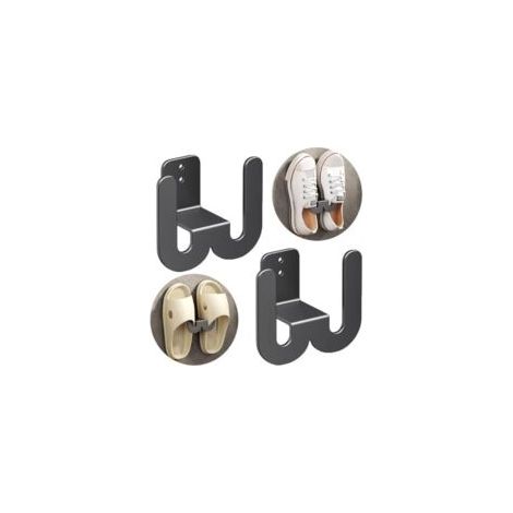2er-Set Wandschuhregale aus Metall – Hängende Schuhablage ohne Bohren – Wandmontage – Schuhhalter für Badezimmertür – Schwarz-Crezuo