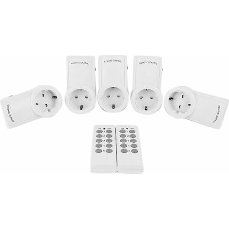 Interrupteur de Prise éLectrique Intelligent à TéLéCommande Sans Fil à Deux TraîNéEs pour Ventilateurs de LumièRes Petit Appareil Prise Ue Longue PortéE, (1/4)