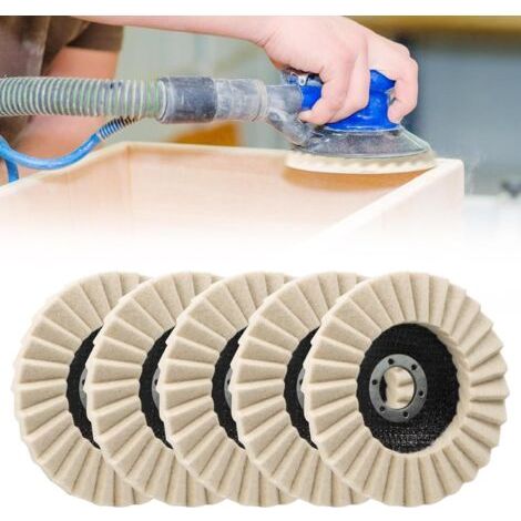 Lot de 5 Disques De Polissage 125 MM X 22,2 MM en Feutre de Laine, Disques de Polissage en Feutre Brillant pour Ponçage et Polissage en Peinture, Acier Inoxydable, Bois et Plastique (1/5)