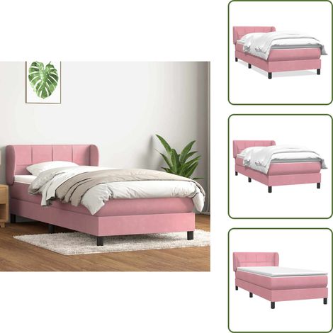 vidaXL Boxspringbett mit Matratze Rosa 80x220 cm Samt (1/5)