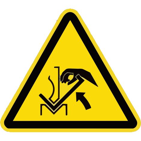 Cartelli ISO 7010 "Pericolo di schiacciamento della mano tra la pressa piegatrice e il materiale" - W031 - Misura: 50mm x 50mm - Numero Pezzi: 10 pezzi (1/2)
