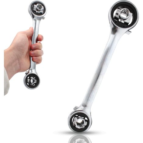 Clé à douilles 8 en 1 FISHTEC 2 têtes pivotantes 8-19mm (1/6)