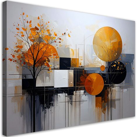 Image sur Toile, Abstraction géométrique orange de plantes,45x30 (1/4)
