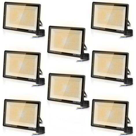 8PCS 400W Projecteur LED Extérieur, Spot LED Exterieur 40000LM Super Lumineux 3500K Blanche Chaude Éclairage de Sécurité Extérieur IP66 Imperméable pour Garage Jardin Terrasse Parking (1/5)