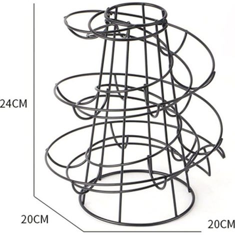 Support de distributeur d'œufs en spirale en métal pour œufs de poule, support de rangement autonome en fil de fer, noir (1/3)