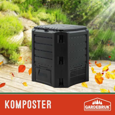 Hotbin composter black 380l 72x72x83cm fast decomposition (1/3)