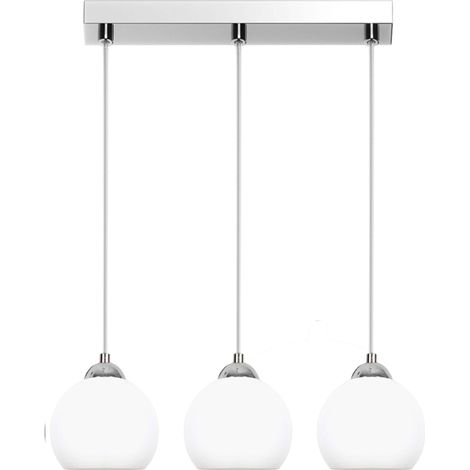 Suspension chromée, abat-jour blanc moka argenté 13-672