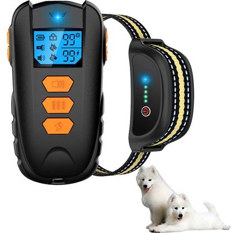 Collar de adiestramiento para perros con mando a distancia de 504 metros (1650 pies), resistente al agua IPX7, con pitido, vibración, descarga eléctrica y nivel de vibración y descarga ajustable de 0 (1/4)