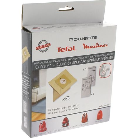 Set di 6 sacchetti per vuoto + filtro zr003901 per rowenta hoover