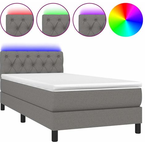 Maison Exclusive - Sommier à lattes de lit avec matelas et LED Gris foncé 80x200cm (1/5)