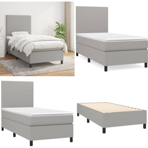 Boxspringbett mit Matratze Hellgrau 90x200 cm Stoff - Boxspringbett - Doppelbett - Schlafraum - Bettenrahmen - Matratze - Home & Living (1/5)