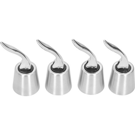 4 Pièces Bouchon de Bouteille de Vin Style Presse à Main Expansible en Acier Inoxydable pour Conservation (1/5)