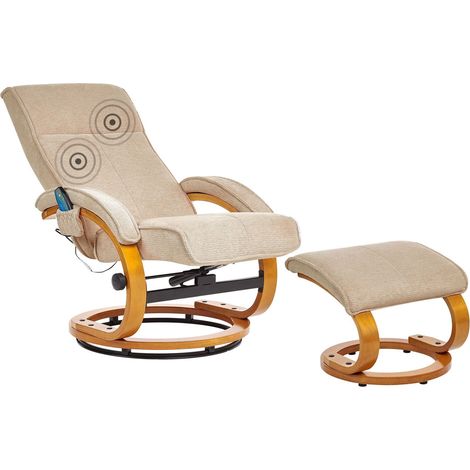 Massage Chair HERO with Footstool Fabric Beige