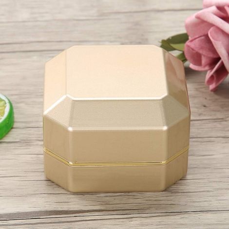 Boîte à Bagues de Luxe avec Lumière LED pour Proposition de Bijoux de Fiançailles au Design Exquis (boîte à bagues en or) (1/5)