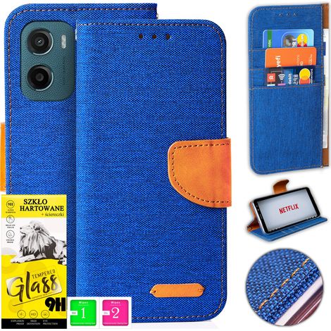 Funda para Motorola Moto E15 / Moto G05, funda de lona con imán + cristal (1/5)