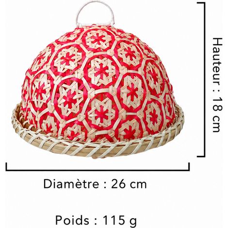 Corbeille à pain et fruits en rotin avec cloche rouge vermillon petit modèle réf 1935 26 × 26 × 18 cm 115 g – Livraison gratuite