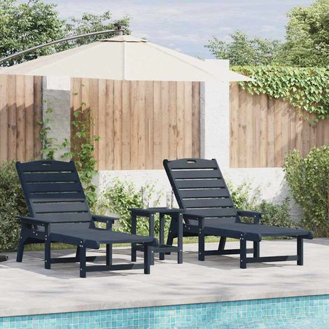 Sonnenliege 3 pcs Marineblau Polyethylen