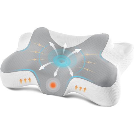 1 Oreiller Mémoire De Forme, Double Hauteur 10/13cm, Ergonomique Cervical, Pour Dormeurs Côté Dos Ventre (1/5)