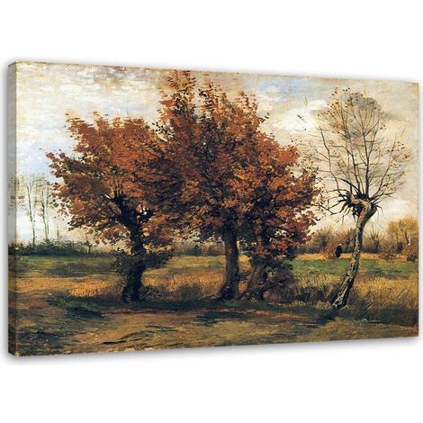 Image sur toile, Paysage d'automne avec quatre arbres - Reproduction V. van Gogh - 60x40 (1/5)