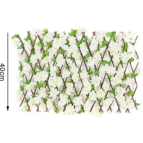 Clôture Bois Déroulante Privacy Screen Artificielle Fleurs Vertes Vignes Retractable Jardin Décor Escaliers Murailles 40cm Expandable Fence - (Jardin & Décoration, Bois Nylon Fleurs Artificielles, Exp (1/5)