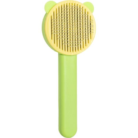 Cepillo con cerdas, agujas curvas de 60°, autolimpiante, masajeador de piel, de plástico, para gatos y perros. (1/5)
