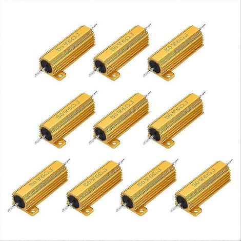 Lot de 10 résistances 50 W 6 ohms de haute qualité, boîtier aluminium, tolérance de 5 % WHBYV (1/4)