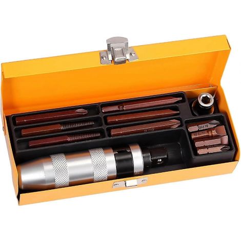 Justech Schraubendreher-Set, 12-teilig, 1/2" Vierkant- und Sechskant-Schlagschrauberbits, hochbelastbar, Chrom-Vanadium-Stahl, für Schrauben (1/4)