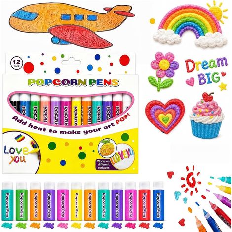 Lot de 12 stylos à popcorn 3D - Couleurs magiques (1/5)