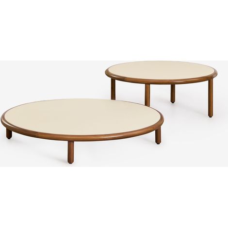 SKLUM 2er-Set runder Garten-Couchtische aus Olivia-Akazienholz Beige Semoline (1/5)