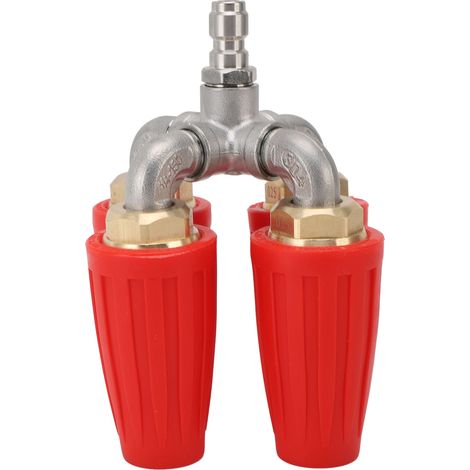 4-in-1-Turbodüse für Hochdruckreiniger, vierfach rotierende Turbodüse mit 1/4"-Schnellanschluss, 4000 PSI, Messing und Edelstahl, rot (1/5)