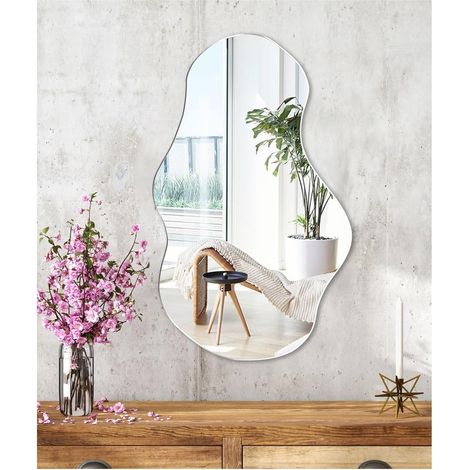 Miroir Asymétrique Miroir Mural Autocollant Miroir Adhésif Décoratif Miroirs 30x50cm Verre Miroirs Asymétrique Informe et sans Cadre pour Salon Cuisine Chambre (1/5)