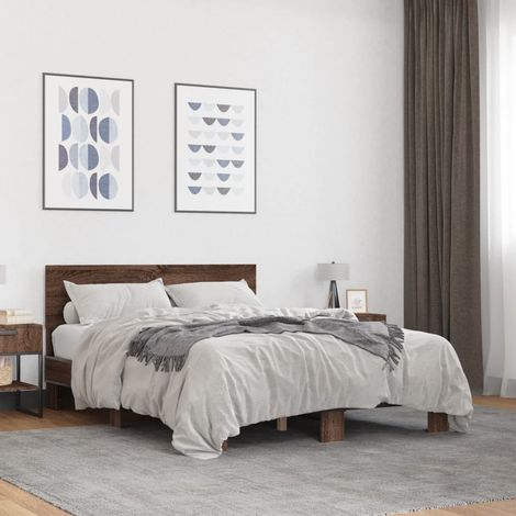 vidaXL Giroletto Rovere Marrone 120x200cm in Legno Multistrato Metallo (1/5)