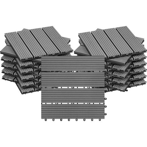 WOLTU Losetas Para Suelo Exterior Wpc (22 Paneles, 30 X 30 Cm, Gris Claro) (1/5)