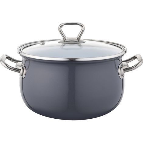 VASO SMALTATO BLISS 16CM 2.1L Z/P GRIGIO SCURO