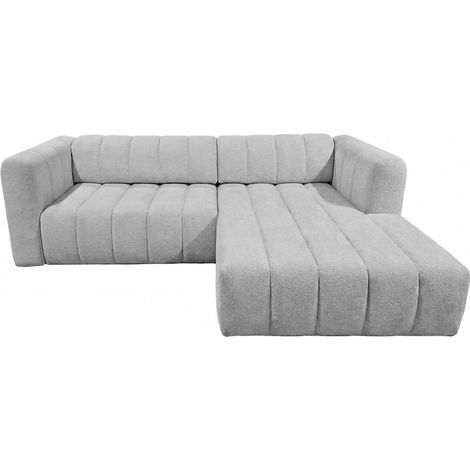 MARIUS - Canapé d'angle tissu chenille 4 places Gris clair Droit (1/4)