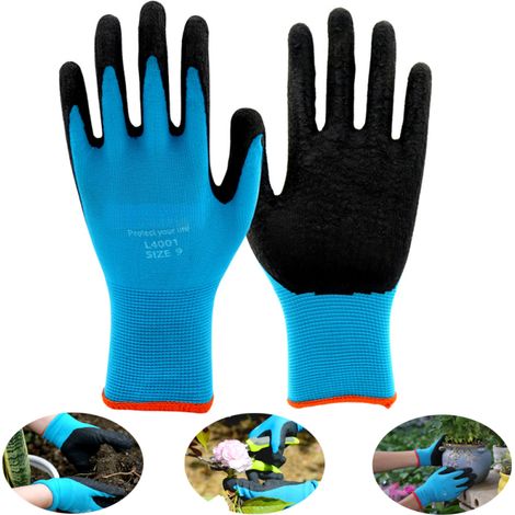 Gartenhandschuhe mit beschichteten Handflächen, aus dehnbarem, rutschfestem Nylon, für Garten- und Hofarbeiten, Größen S/M/L
