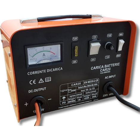 caricabatteria portatile per auto furgoni 12V 24V con sovraccarico protetto carica normale rapida amperometro (1/3)