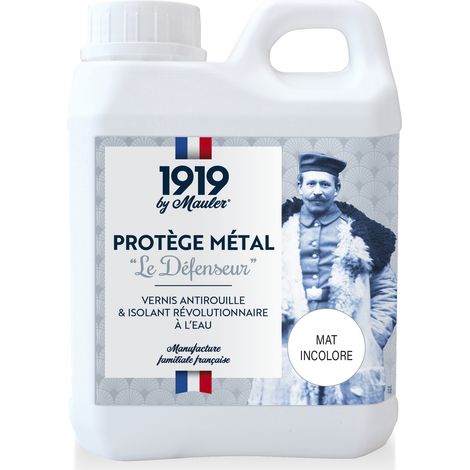 Vernis métal, fonte & antirouille - 1L Mat Incolore - Longue durée - Le Défenseur 1919 by Mauler