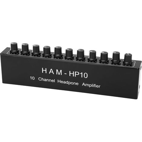HAM-HP10 Amplificateur Casque Stéréo 10 Canaux (Version Améliorée) avec Adaptateur Inclus, 1 Entrée 10 Sorties, Répartiteur Audio Multicanal à Contrôle Indépendant, Norme US 100-240V (1/5)
