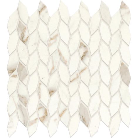 Mosaïque effet Marbre Blanc Calacatta Prima Nav 30,5x30,5x0,85 cm Silk Faventa - Mur intérieur (vendu par carton de 0,558 m²) - RO'MA CARRELAGE